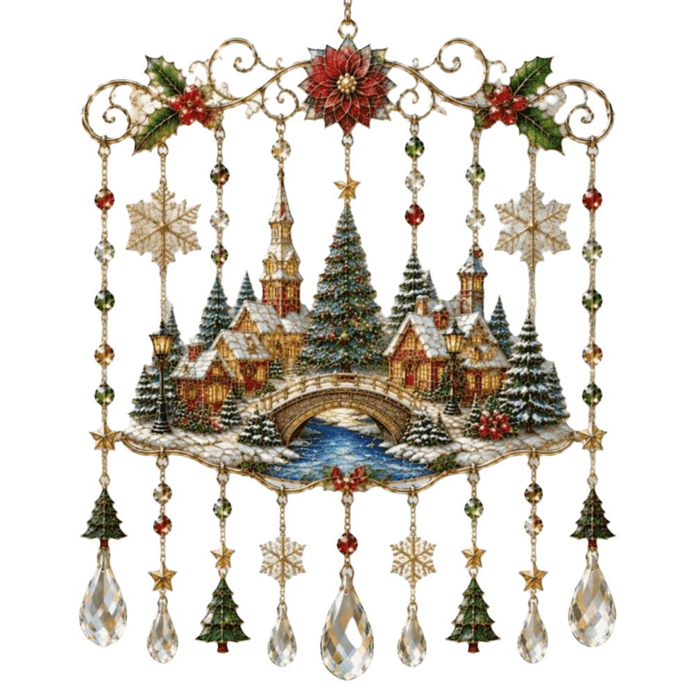 Crystal Sun Catcher - Acrylic Christmas Wind Chime Elk Snowman