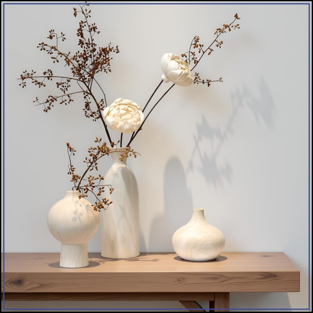 White Ceramic Vase Set of 3, M - đánh giá và giá Pampas Grass Decor
