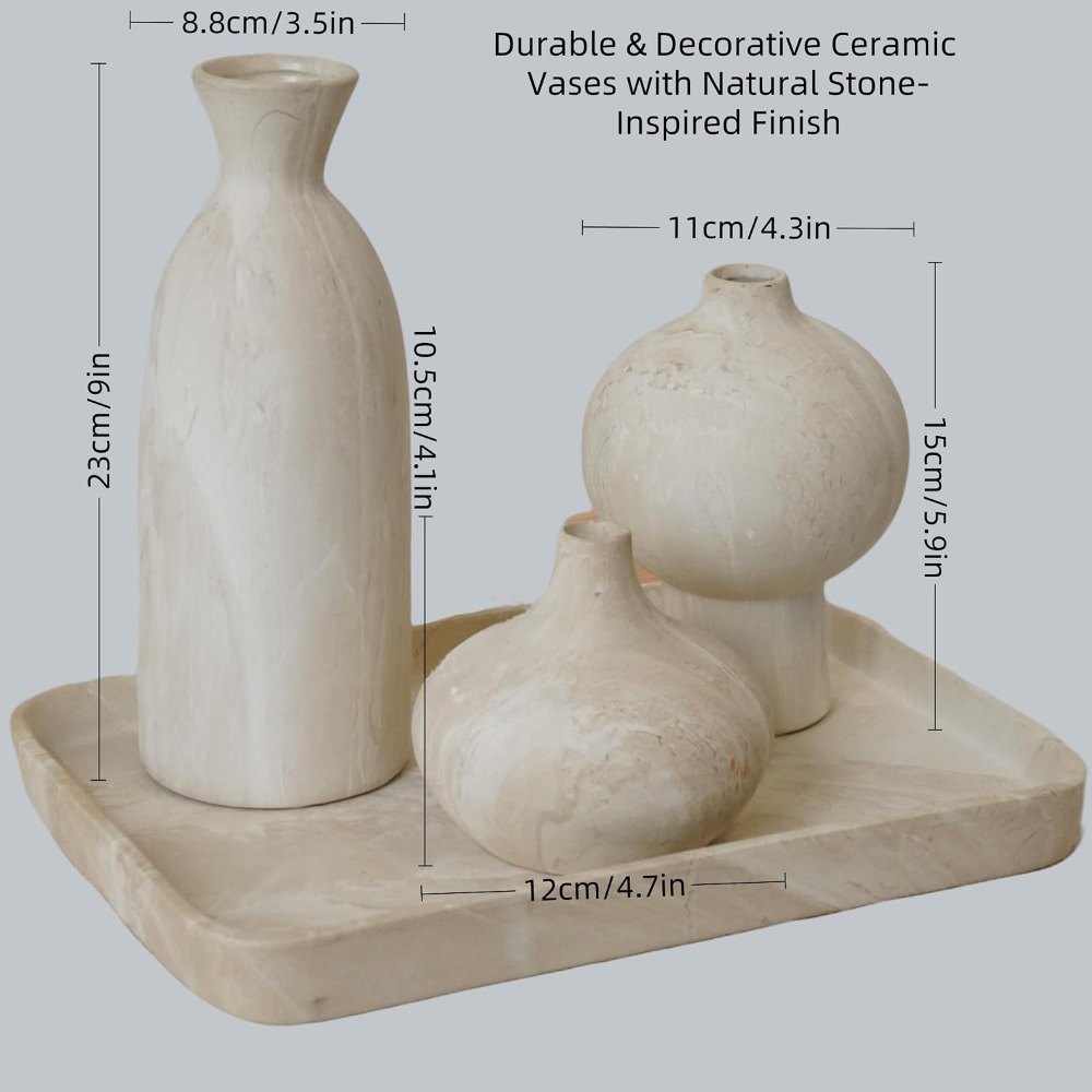White Ceramic Vase Set of 3, M - đánh giá và giá Pampas Grass Decor